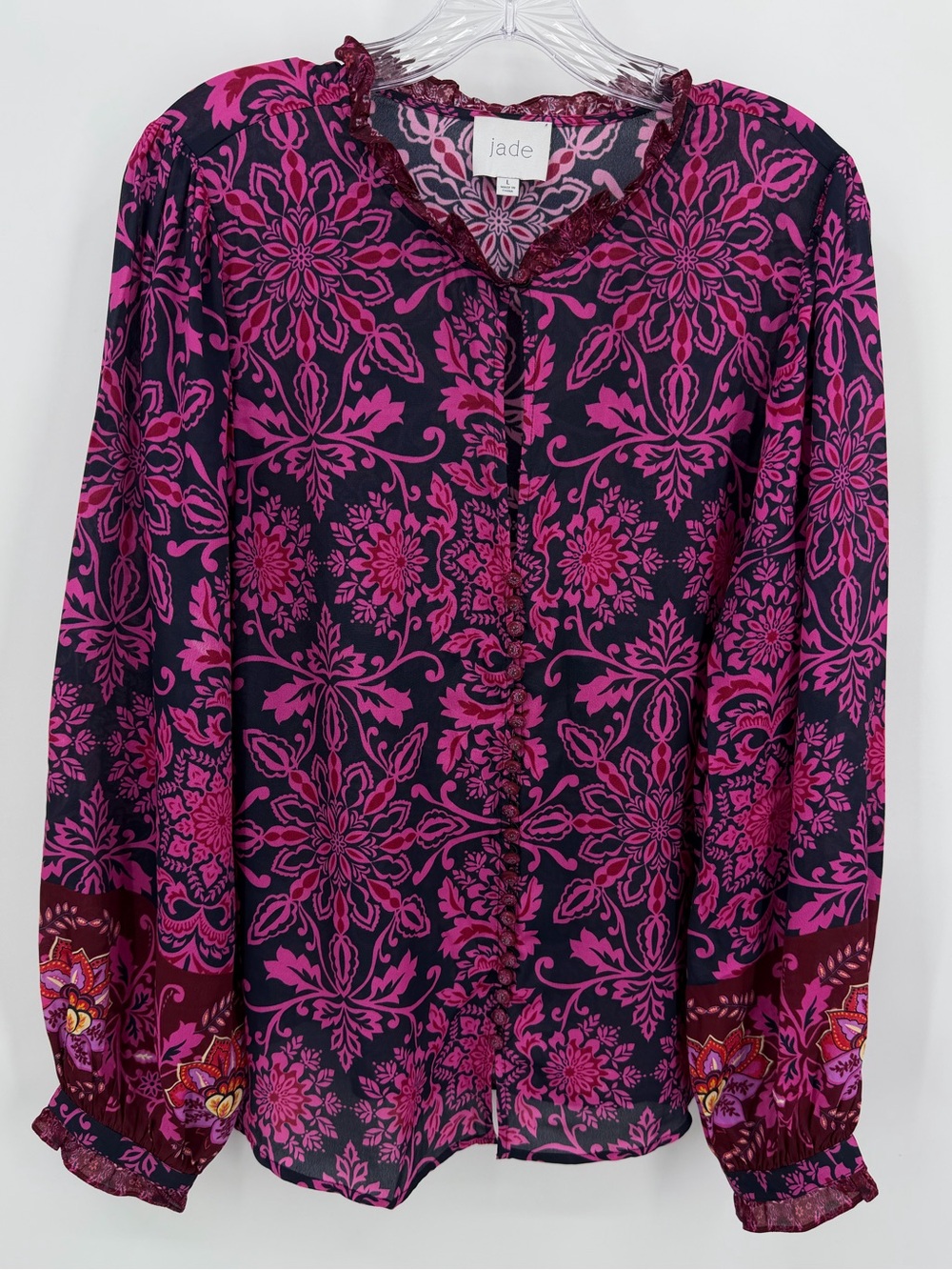Johnny Was Jade Steffie Blouse Silk Blend Size L - Picture 5 of 13